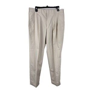 Jos A Bank Men's 36x30 Stone Poplin Pleated Front Cuffs Cotton Blend Pants NWT